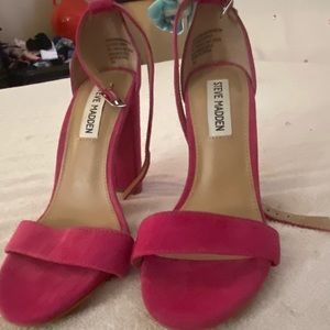 Pink suede heels